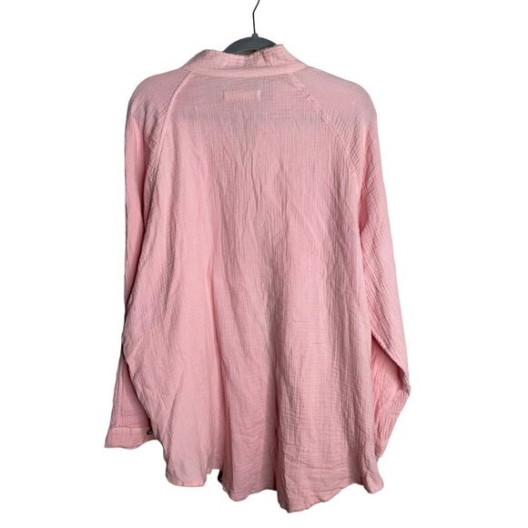FREE PEOPLE We the Free Summer Daydream Button Down Shirt Pink Size L NEW $108 - Picture 3 of 4